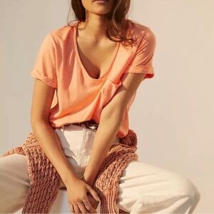 Anthropologie T.la mango orange classic pocket tee shirt